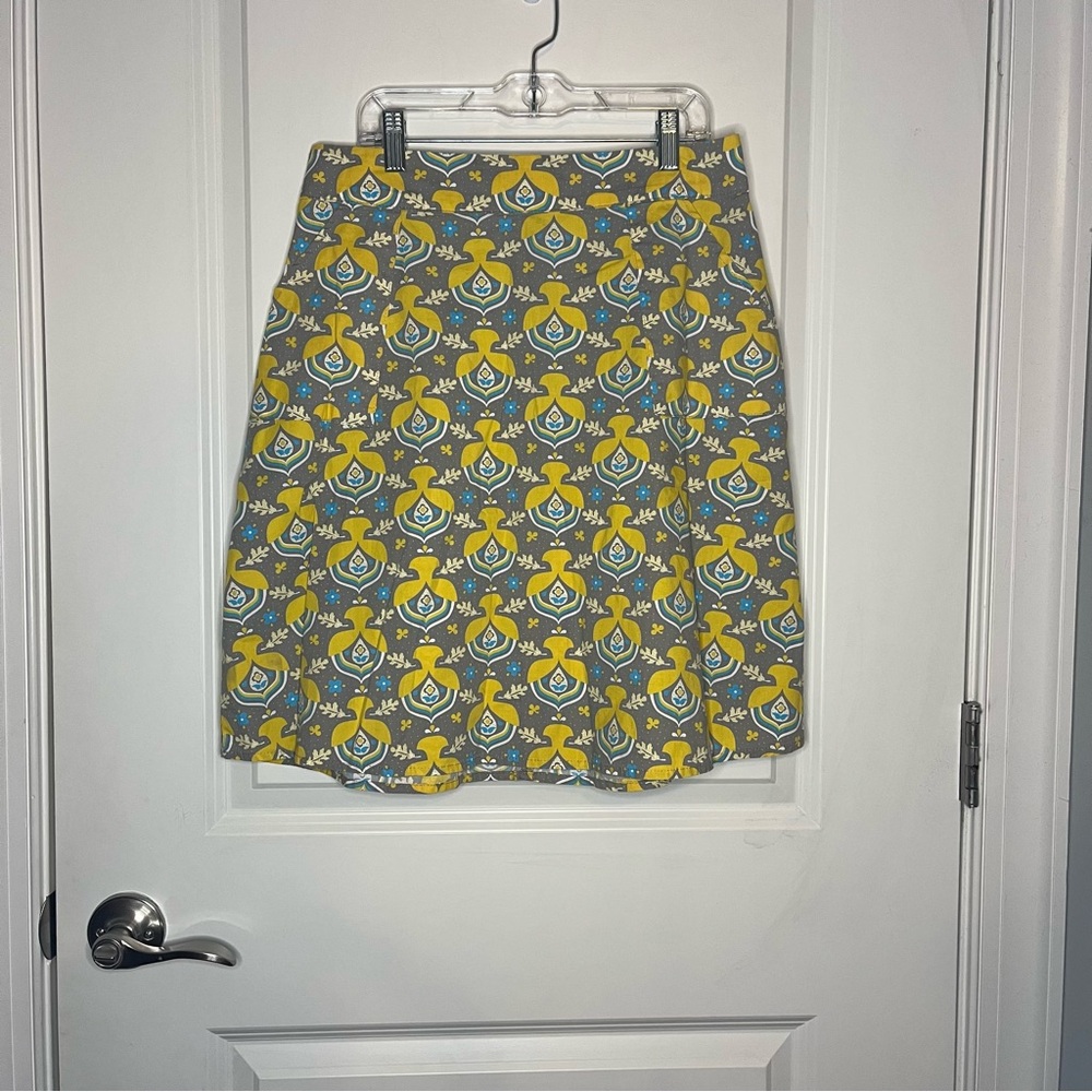 Blue Platypus Women's Grey & Yellow Nordic A-Line Skirt Medium